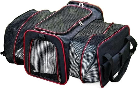 Portable Cat Backpack Carrier Foldable Expandable Pet Travel Bag Airline Approved Breathable Pet Carrier for Dog Pet Accessories(Red 2 Sides)