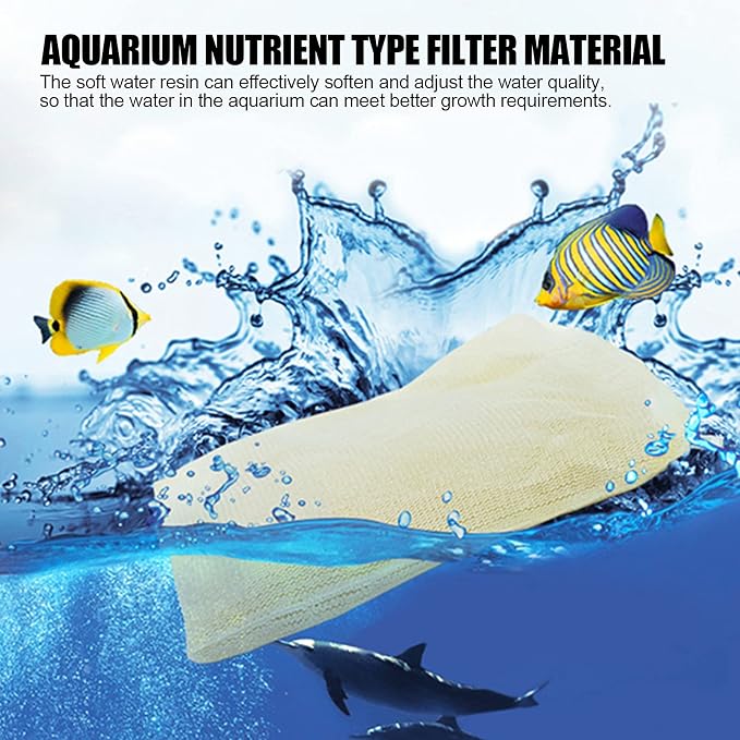 HEEPDD Aquarium Water Softener Resin, 500ML Ion Exchange Filter Media, GH Reducer Pillow for Fish Tank