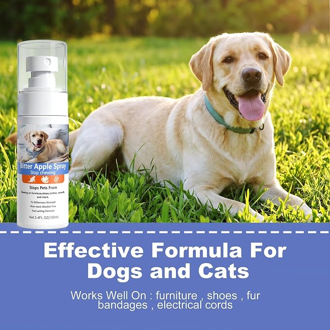 2 Bottles Bitter Apple Spray for Dogs – No Chew Spray for Dogs – Stop Chewing & Licking, Natural Bitter Taste Dog Training Spray, Non-Toxic & Safe for Furniture, Shoes & More