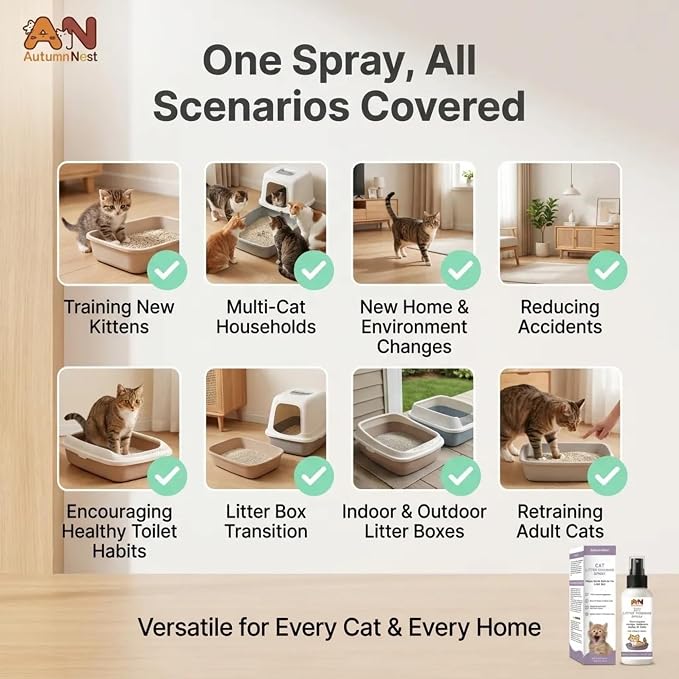 Cat Litter Training Spray, 2 Pack (300ml Total) – 150ml Each Natural Attractant for Cats & Kittens – Helps Guide Proper Litter Box Use – Indoor Toilet & Litter Box Training Aid