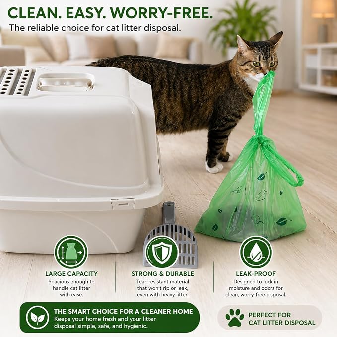 T-shirt Biodegradable Green Plastic Bag (600 ct.) Small Can Liners Thank You Grocery Shooping Size Doggy Poop Bags Compatible with Arm & Hammer Swivel Bin & Rake pooper scooper Multipurpose Bags
