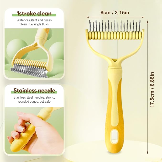 Double-Sided Pet Grooming Brush, 2026 New Undercoat Rake for Long Haired Pets, Multi-Functional Dematting Comb for Home Grooming, Pet Hair Removal Brush for Pet Owners (Red, 2pcs)