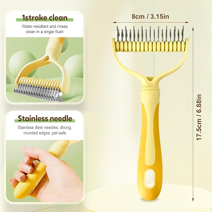 Double-Sided Pet Grooming Brush for Dogs and Cats, 2026 New Dog Deshedding Brush, Dematting Comb Removes Tangles Knots and Loose Fur, Ergonomic Pet Grooming Tool (Blue*2)