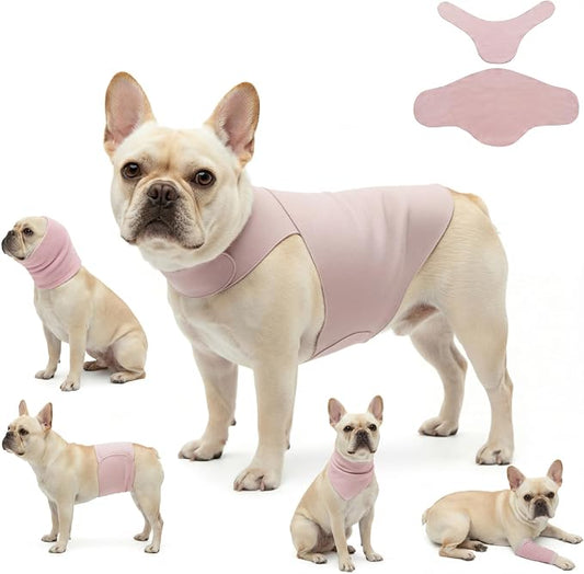 DAJIDALI® Dog & Cat Anxiety Vest & Spay Recovery Suit – Silent Adjustable Calming Wrap for Surgery & Thunderstorms – 2-Piece Cone & Recovery Onesie Alternative