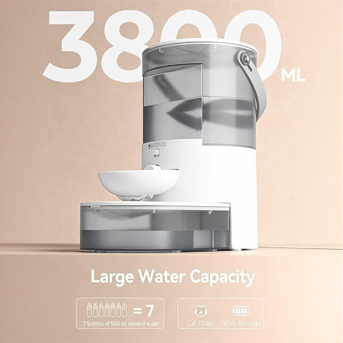 Cat Water Fountain No Filters Wastewater Wireless Stainless Steel Cordless Pet Dispenser Fountains for Cats Indoor Catit Bowl Dogs Bowls Separation Smart 3.8L Large Rechargeable Automatic Small Dog