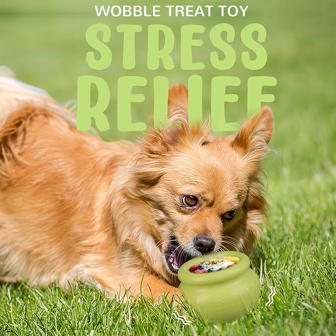 Wobbly Dog Enrichment Lick Toy, Stuffable Frozen Lick Bowl to Keep Dogs Busy, Long-Lasting Interactive Treat Dispensing Dog Toy, Silicone Fetch Catch Chew Toy(Green,L)