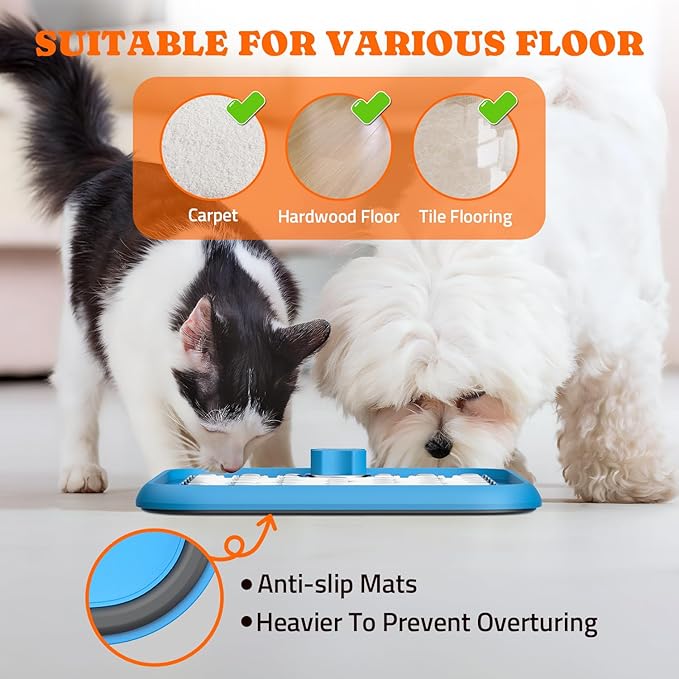 Pawtners Stainless Steel Lick Mat for Dogs & Cats, Chew Proof Dog Slow Feeder Mat for for Calm Feeding & Anxiety Relief, 2 Pack, Blue