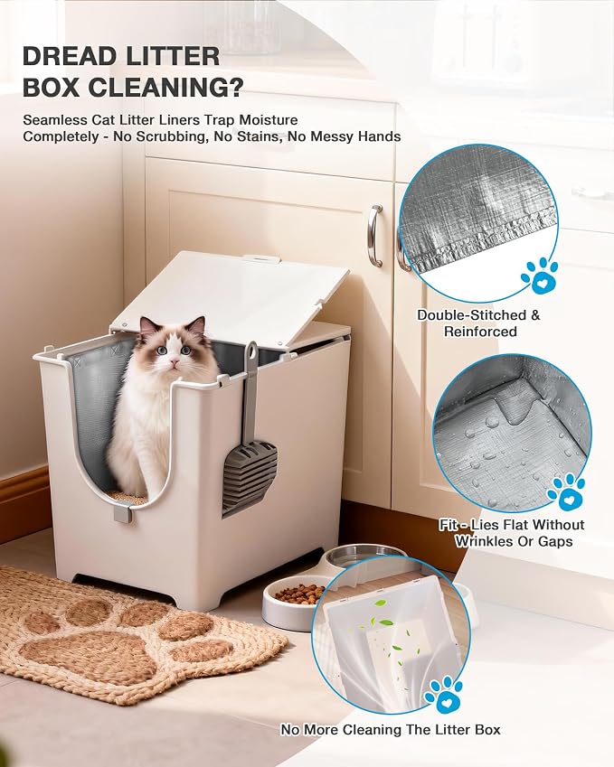 4 Pack Litter Box Liners F Compatible with Modkat Litter Box, Reusable Litter Liners for Modkat Cat Litter Box Type-F with Heavy-Duty Carrying Handles