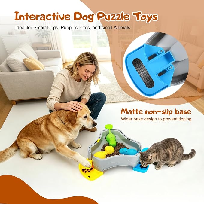 3 in 1 Dog Puzzle Toy,Interactive Slow Feeder Dog Bowls to Prevent Choking, Slow Feeder for IQ Training and Entertainment for All Breeds.Mental Stimulation Toy for Dog,Cats and Dogs Love
