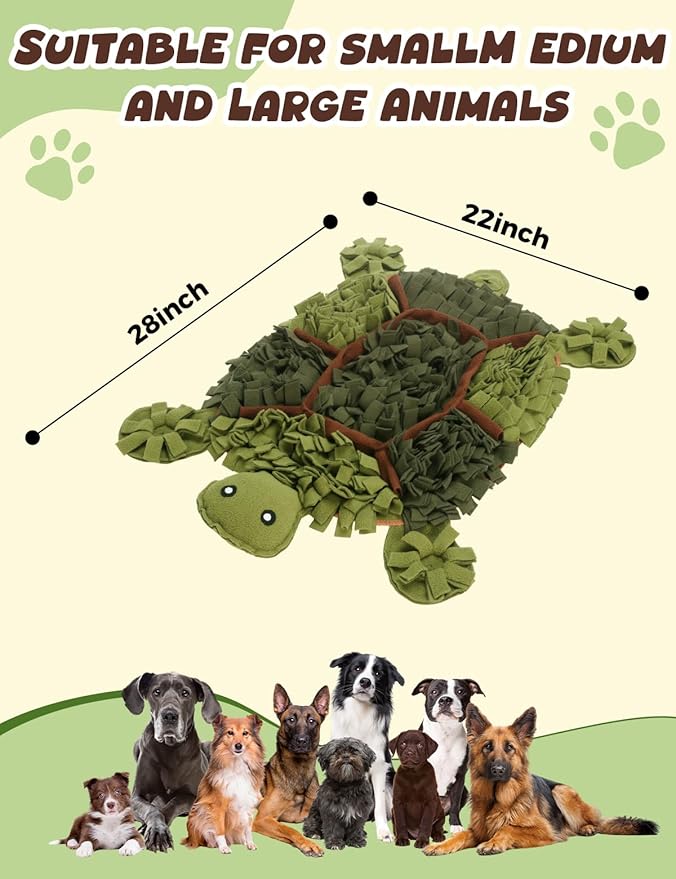 Snuffle Mat for Dogs, 28.8''x22.8'' Large Nose Work Mat, Dog Food Mat for Foraging and Mental Stimulation, Interactive Feeders for Boredom Relief (Brown)