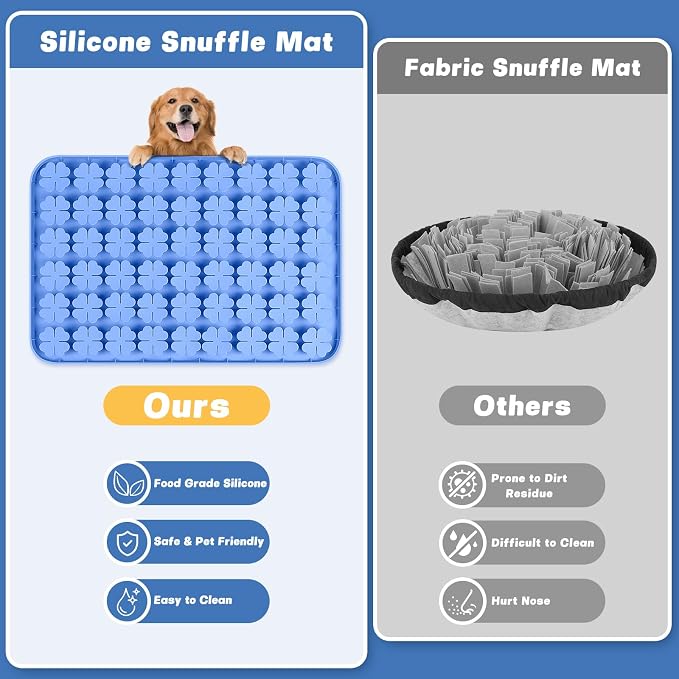 Dog Lick Mat, 23.6"x 15.7" Large Silicone Snuffle Mat with Suction Cups, Slow Feeder for Small Medium Large Dogs Slow Eating, Boredom Reducer (Blue)