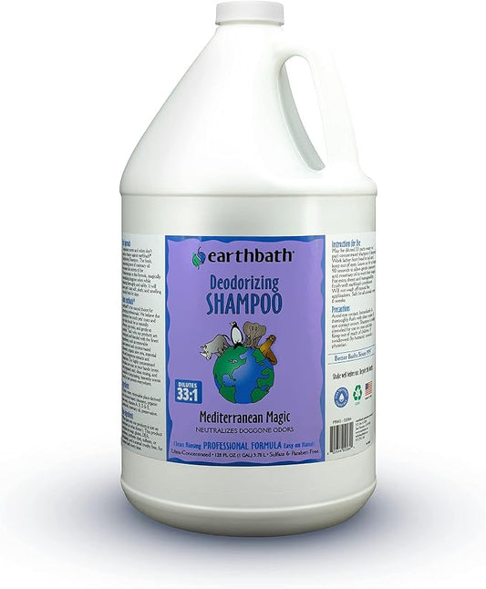 earthbath, Mediterranean Magic Dog Shampoo - Deodorizing Shampoo for Dogs, Rosemary Scented Dog Wash, Made in USA, Shampoo for Smelly Dogs, Cruelty Free Pet Shampoos - 128 Oz (1 Pack)