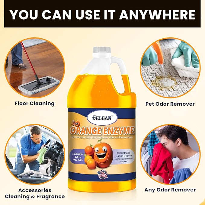 Pet Stain Odor eliminator - Super-concentrated Enzyme cleaner - Sky breeze - Extra Strong Odor and stain remover - Best Remover for Cat and Dog Pee All Purpose Cleaner and Deodorizer 2 gallon