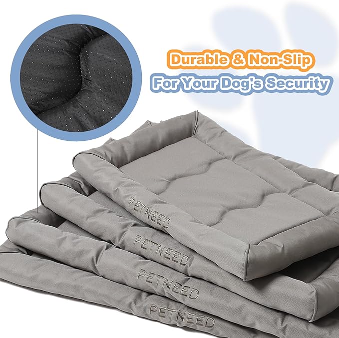 Orthopedic Dog Bed Water-Resistant 900D Oxford - Indoor Outdoor Summer Dog Beds for Small Dogs Cats up to 30lbs, Supportive Foam Washable Crate Bed (28", Grey)