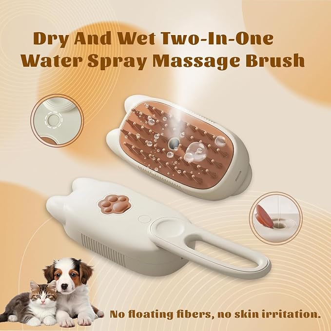 Cat Brush Cat Steam Brush Rechargeable Steamy Pet Grooming For Shedding, Water Spray Massage Brushs, Dog Hair Removal Self Cleaning Brushs Steamer Wet Spa Comb (Pink)