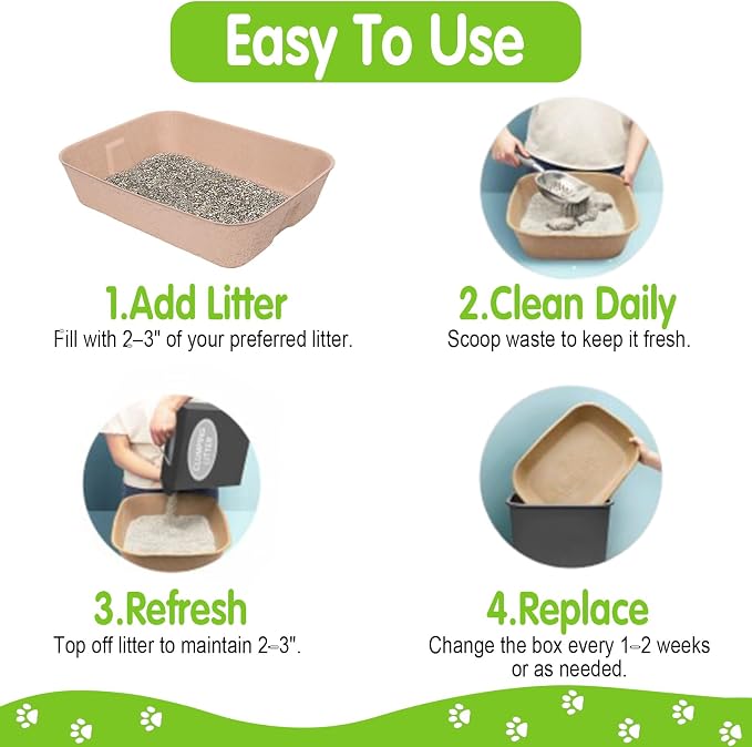 15 Pack Disposable Cat Litter Box, Travel Litter Box,Eco Friendly 100% Recycled Paper