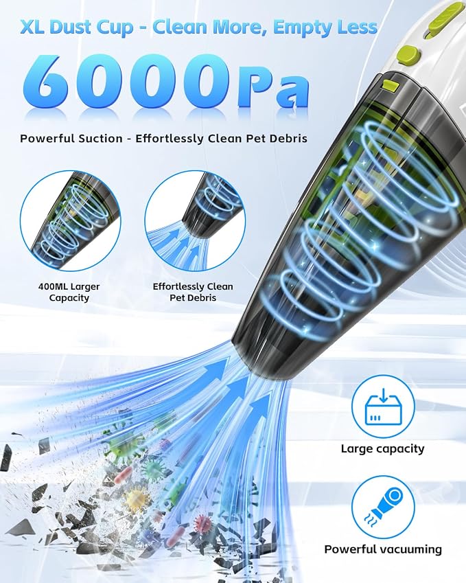 Guinea Pig & Rabbit Vacuum Cleaner Poop: Extended Capacity Cordless Cleaner for Pet Cages – Tackle Daily Messes of Guinea Pig, Bunny, Bird, Reptile & Other Small Animals - White