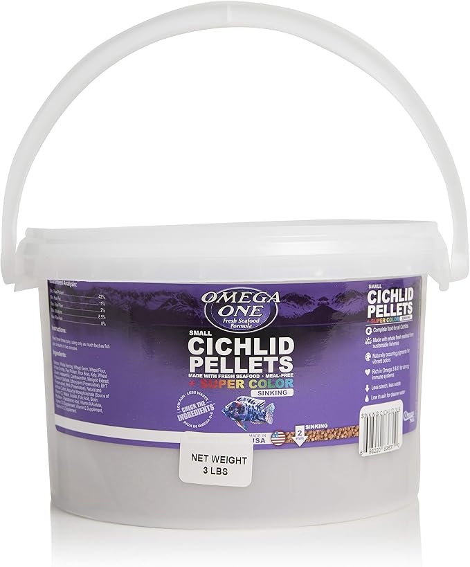 Omega One Super Color Sinking Cichlid Pellets, Small, 3 lb x1
