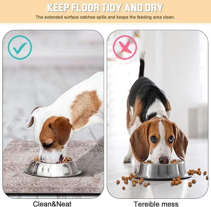 Dog Food Mat for Floors Waterproof Quick Dry Pet Placemat Cat Feeding Bowls Mats for Food and Water, Eco-Friendly Dog Accessories Diatomite Pets Supplies 12" X 20"