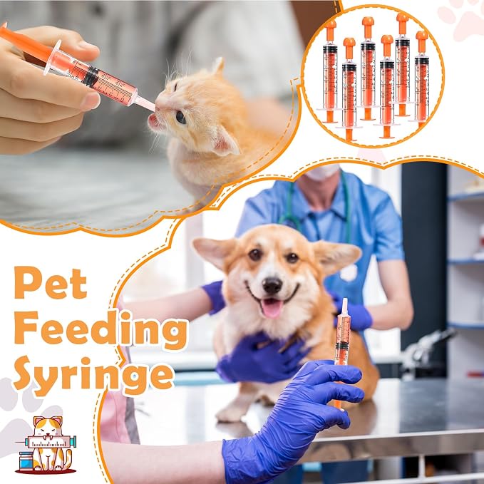 TrelaCo 100 Pack 5ml Syringes with Caps, Colored Plastic Measuring Syringe for Liquid, Pet Feeding, DIY, Party, Craft, Individually Sealed and Wrapped(Orange)