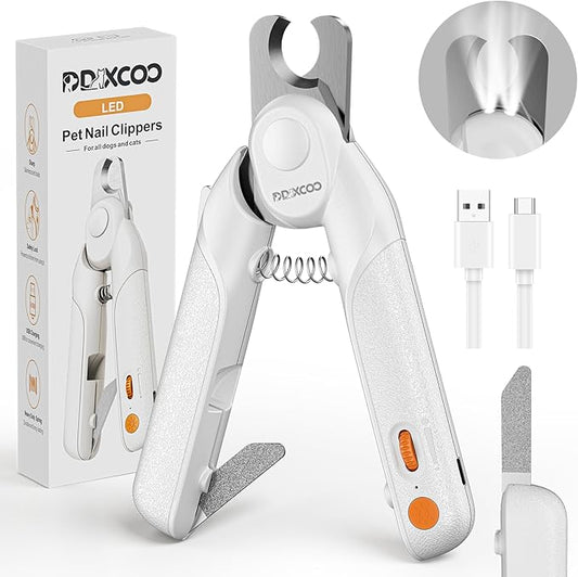 Dog Nail Clippers & Cat Nail Clipper, Pet Nail Trimmer with 2 LED Lights,Safety Side Lock, Nail File and Anti-Slip Handles, Dog Nail Grinder Quiet for Large Medium and Small Dogs & Cats