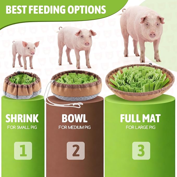 Pig Snuffle Mat and Snuffle Ball Kit for Mini Pigs, Potbellied Pigs, Interactive Rooting, Foraging, and Enrichment Toys, Slow Feeding, Portable Non-slip Mat and Ball for Pig Toys Accessories
