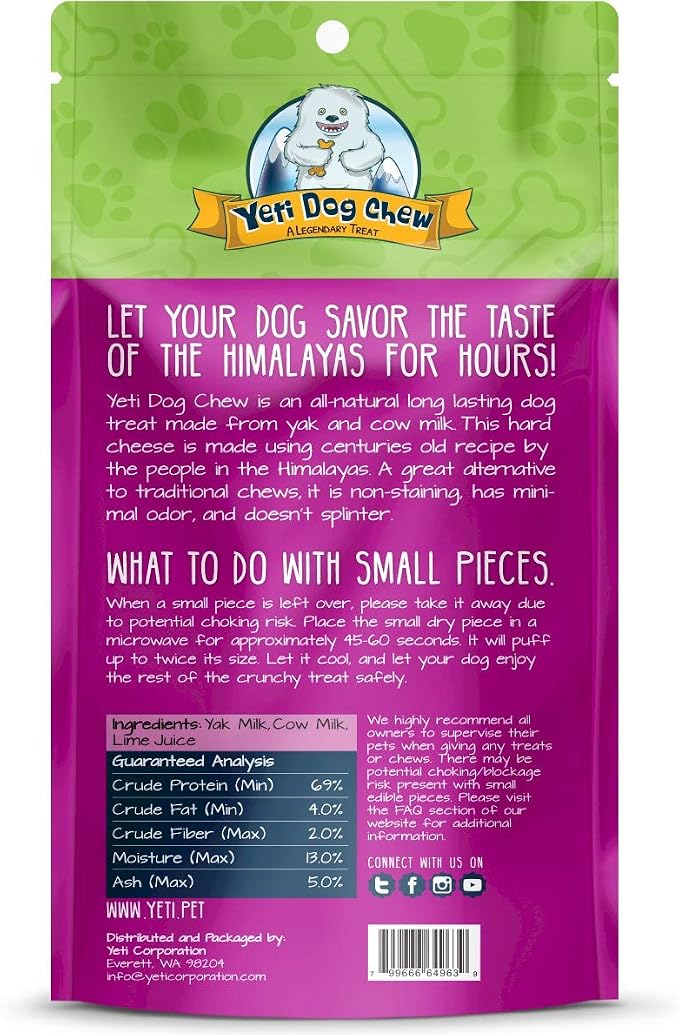 Yeti Dog Chew - Yak Cheese Himalayan - Healthy Long Lasting - Yak Chews for Large, Medium and Small Dogs - Yak Bones for Dogs - Natural Yak Cheese- Assorted 12 oz (3 Pieces)