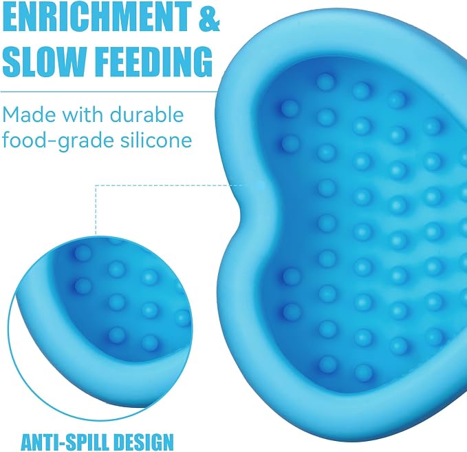 Lick Mat for Dogs, Animire Anti-Spilled Bow Tie Lick Bowls for Anxiety Relief, Silicone Slow Feeder Licking Pad with Suction Cups, Freezeable Dog Enrichment Toy for Boredom(Light Blue,S)