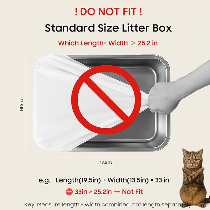 180 Tear-free Bulk Pack Automatic Cat Litter Box Bags, Cat Litter Box Robot Model 5/4/3 Waste Bags, Thick Heavy Duty Sensor-compatible Litter Box Liner 25.2 X 15.7 IN