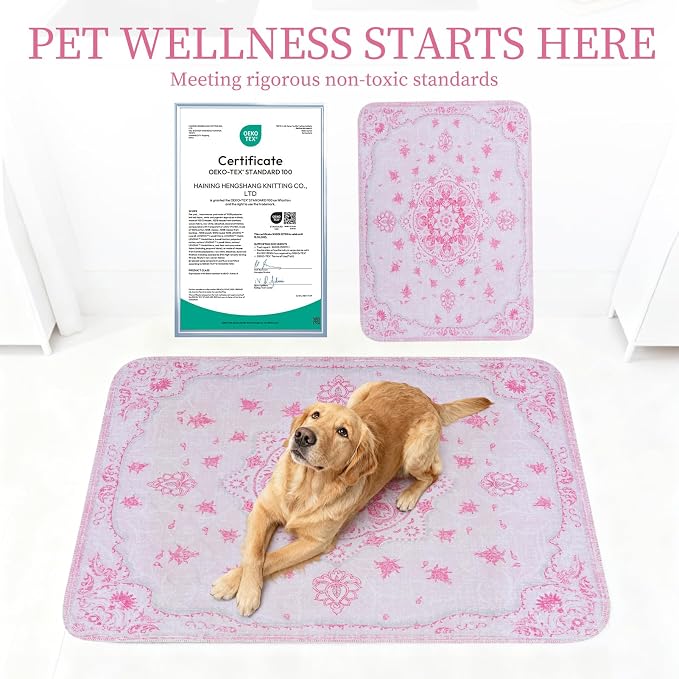 Homimp Washable Pee Pads for Dogs, 4 Pack Reusable Puppy Pads Waterproof, Absorbent and Leakproof Dog Pee Pads, Non Slip Puppy Training Pads, Pet Mat for Floor,Crate,Couch,Whelping,Pink, 18"x24"