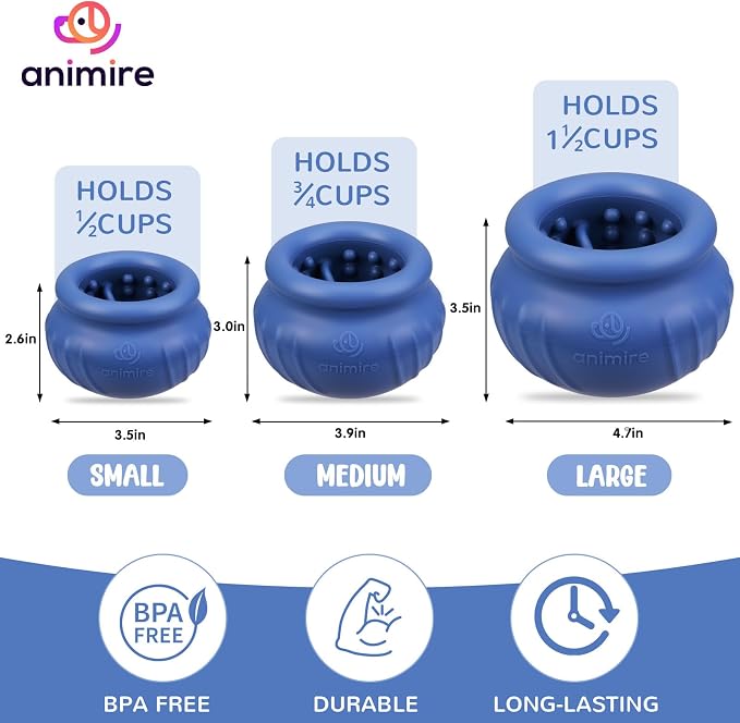 Wobbly Dog Enrichment Lick Toy, Stuffable Frozen Lick Bowl to Keep Dogs Busy, Long-Lasting Interactive Treat Dispensing Dog Toy, Silicone Fetch Catch Chew Toy(Dark Blue,M)