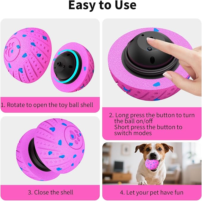 2-in-1 Interactive Dog Ball Toy for Aggressive Chewers, Automatic Moving & Bouncing E-TPU Dog Ball, 3 Modes Smart Pet Toy with Motion Sensor