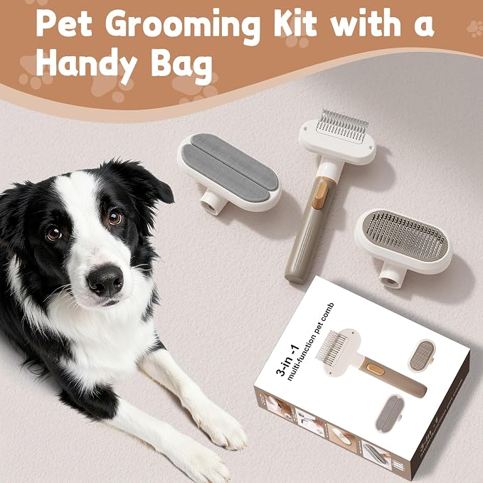 Dog Brush for Shedding, 3-in-1 Cat Hair Brush for Indoor Cats