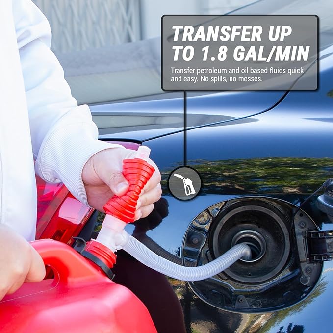 TERA PUMP - Heavy Duty Water Based Chemical Resistant Manual Hand-Operated Siphon Pump for Gas, Chemical Insecticides, Diesel, light solvents, etc.