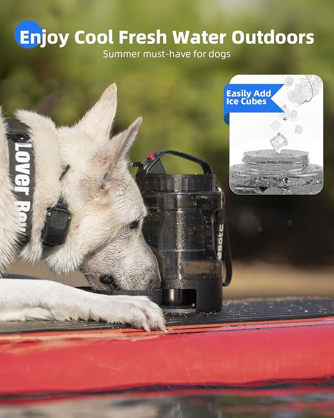 lesotc Portable Dog Water Bowl Dispenser - 77oz Travel Water Bottle with Pop-Out Drinking Bowl, No-Spill Design for Camping, Hiking & Car Rides - Keep Your Dog Hydrated Anywhere, Black