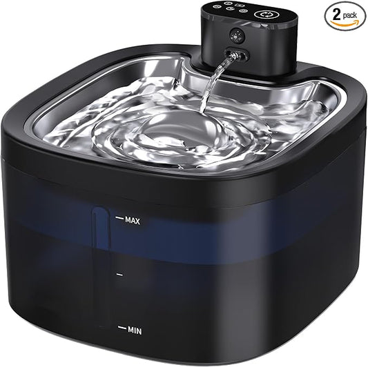 Cat Water Fountain Cordless: Battery Operated 118oz/3.5L Pet Water Fountain for Cats Indoor with Motion Sensor, Cat Drinking Fountains with Stainless Steel Tray, Ultra Quiet, Easy-to-Clean