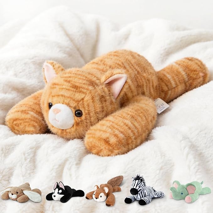 Niuniu Daddy 25" | 5 Pound Weighted Orange Cat Stuffed Animal Plushie for Adults & Kids, Large Weighted Lap Pillow for Comfort, Soft Sensory Stuffy Toy as Gift for Holidays