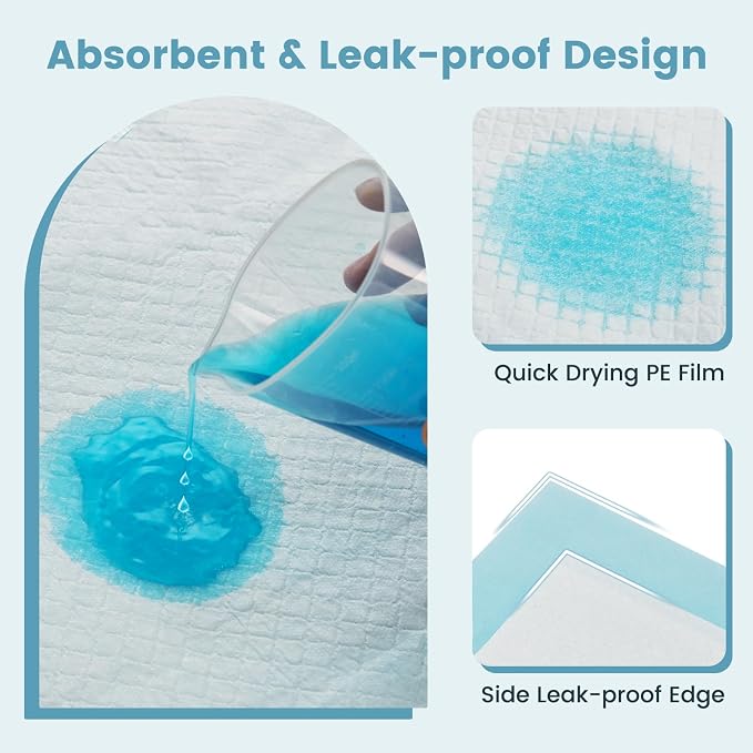 PETSITE Dog and Puppy Pee Pads, 6-Layer Leak-Proof Super Absorbent, Quick-Dry Surface, Indoor Outdoor Disposable Potty Training Pads, Blue & White (30" x 30" (150 Count))
