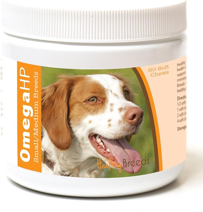 Healthy Breeds Brittany Omega HP Fatty Acid Skin and Coat Support Soft Chews 60 Count