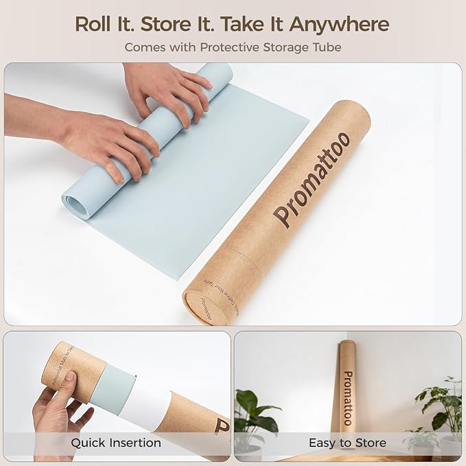 Extra Large Silicone Mat for Countertop & Table with Gift Tube Packaging, Thickened Non-Slip Heat Resistant Table Protector, Cuttable Waterproof Kitchen Prep & Kids Craft Mat