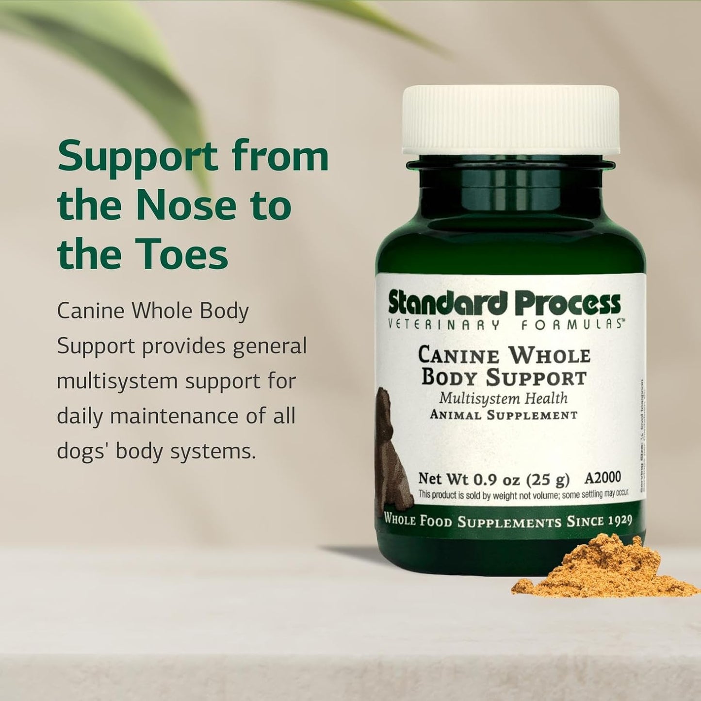 Standard Process Inc. Canine Whole Body Support - Multisystem Support Supplement for Canines - Nutritional Powder for Daily Health Maintenance - Multisystem Supplement Formula - 25 g