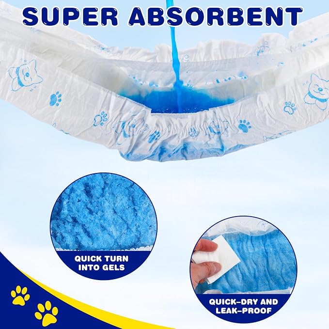 XPCARE 50 Count Disposable Male Dog Diapers, Male Dog Wraps,Super Absorbent Leak-Proof Fit (Small)