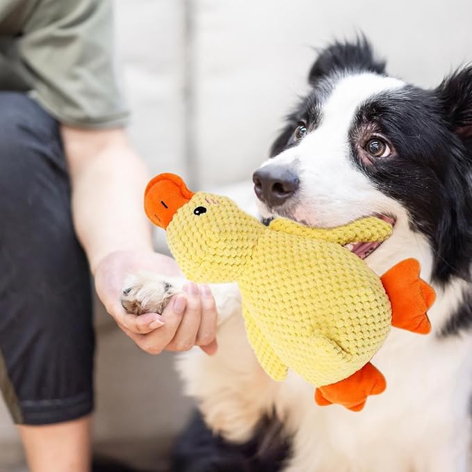 Dog Calming Duck Toys,2026 New Calming Toy for Dogs, Dog Toys for Aggressive Chewers with Soft Squeaker, Fun for Indoor Puppies and Senior Pups（Yellow）
