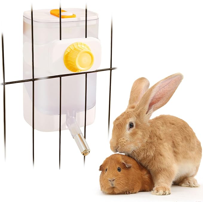 24oz Rabbit Water Dispenser No Drip for Cage, Hanging Automatic Guinea Pig Water Bottle Large Small Aniaml Cage Accessories for Ferret Guinea Pig Rat Rabbit (White)