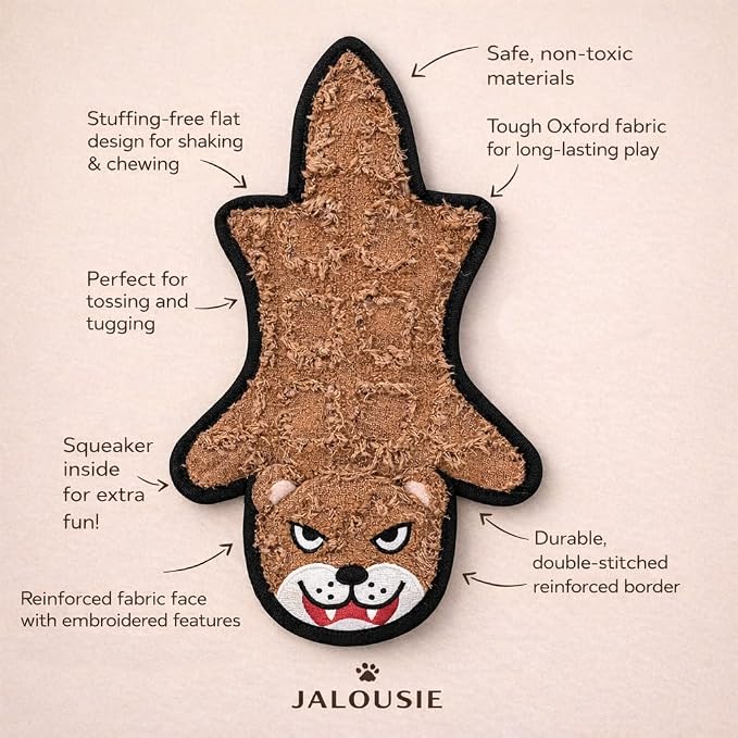 Jalousie 5 Pack Ultra Tough No Stuffing Squeaky Dog Toys for Large Dogs No Mess Interactive Durable Plush Chew Toy Indestructible Dog 6 Layers (5 Pack Ultra Tough Canvas Oxford, Small to Medium)