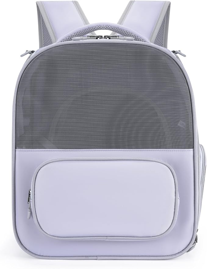 Cat Backpack, Dog Carriers for Small Dogs Backpack, Expandable Cat Carrier Backpack with Breathable Mesh, cat Chest Carrier for Travel, Hiking and Outdoor (Gray)