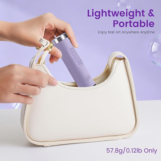 Mini UV Lamp for Gel Nails- Rechargeable Handheld Nail U V Led Curing Light with Stand- Flash Cure Fast Dry UV Lamp with Auto Sensor for Home Manicure and Salon (Purple)