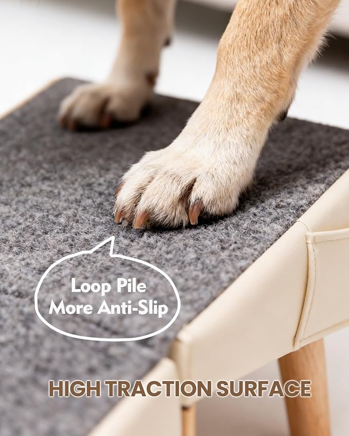 Dog Ramp for Couch & Bed, 2-in-1 Dog Stairs for Small and Medium Dogs & Cats, 16'' Indoor Pet Ramp with 23°Gentle Slope, Non-Slip Felt, Joint Protection for Senior & Injured Pets, Sturdy Ottoman-Style