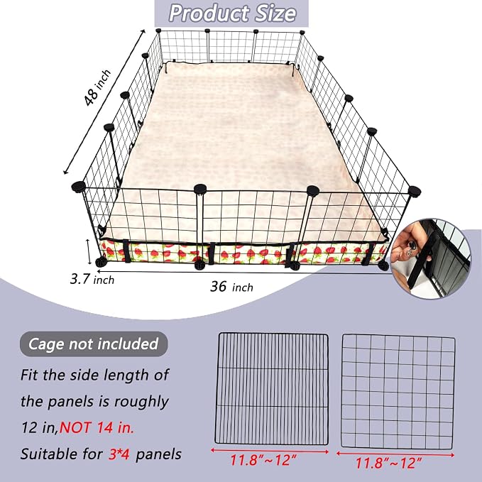 Guinea Pig Cage Liner，Washable Waterproof Oxford Cloth Cage Liners for Small Animals,Hamster Chinchilla Hedgehog Rabbit and Other Small Animals Not Include Cage(36x48 inches)