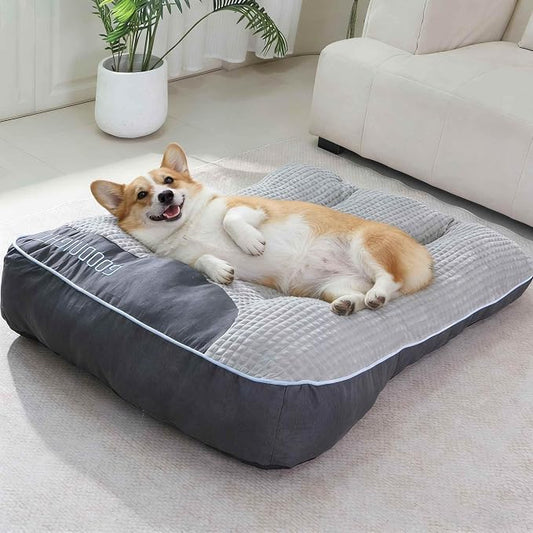 Orthopedic Dog Bed for Medium Dogs, Rectangle 32"x25"x7", Durable Warm Soft Plush Pet Couch Bed, High-Density Sponge Joint Relief, Calming Anti-Anxiety Dog Crate Pad with Non-Slip Bottom